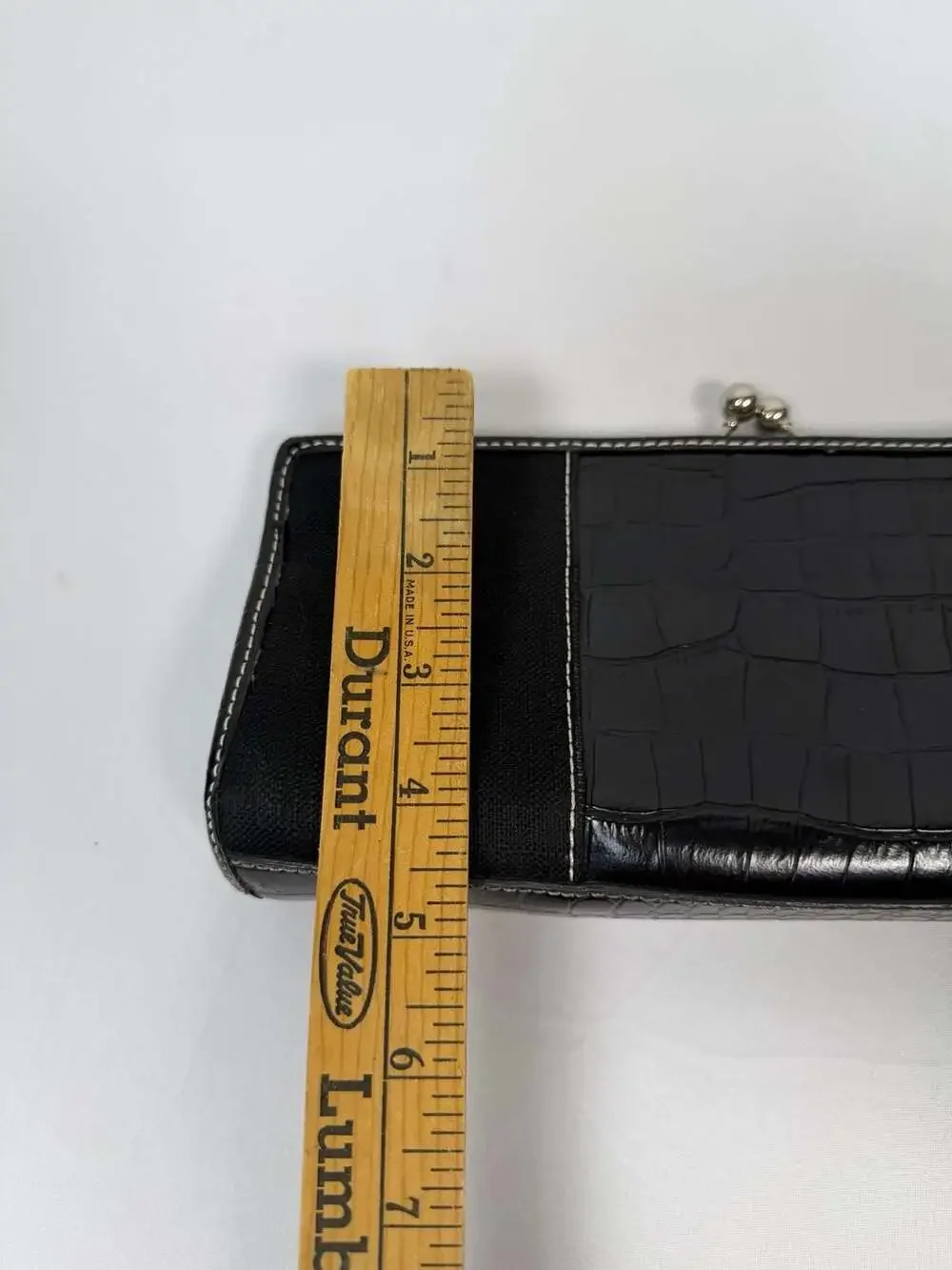 Tommy Hilfiger Black Faux Crocodile and Fabric Kiss Lock Clutch